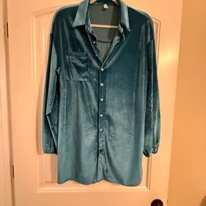 FA Teal Velvet Tunic Shirt